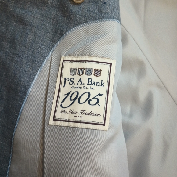 Jos A Bank 1905 Mens Linen Blazer 52R Blue Gray Old Money Beach Classic - Picture 9 of 14